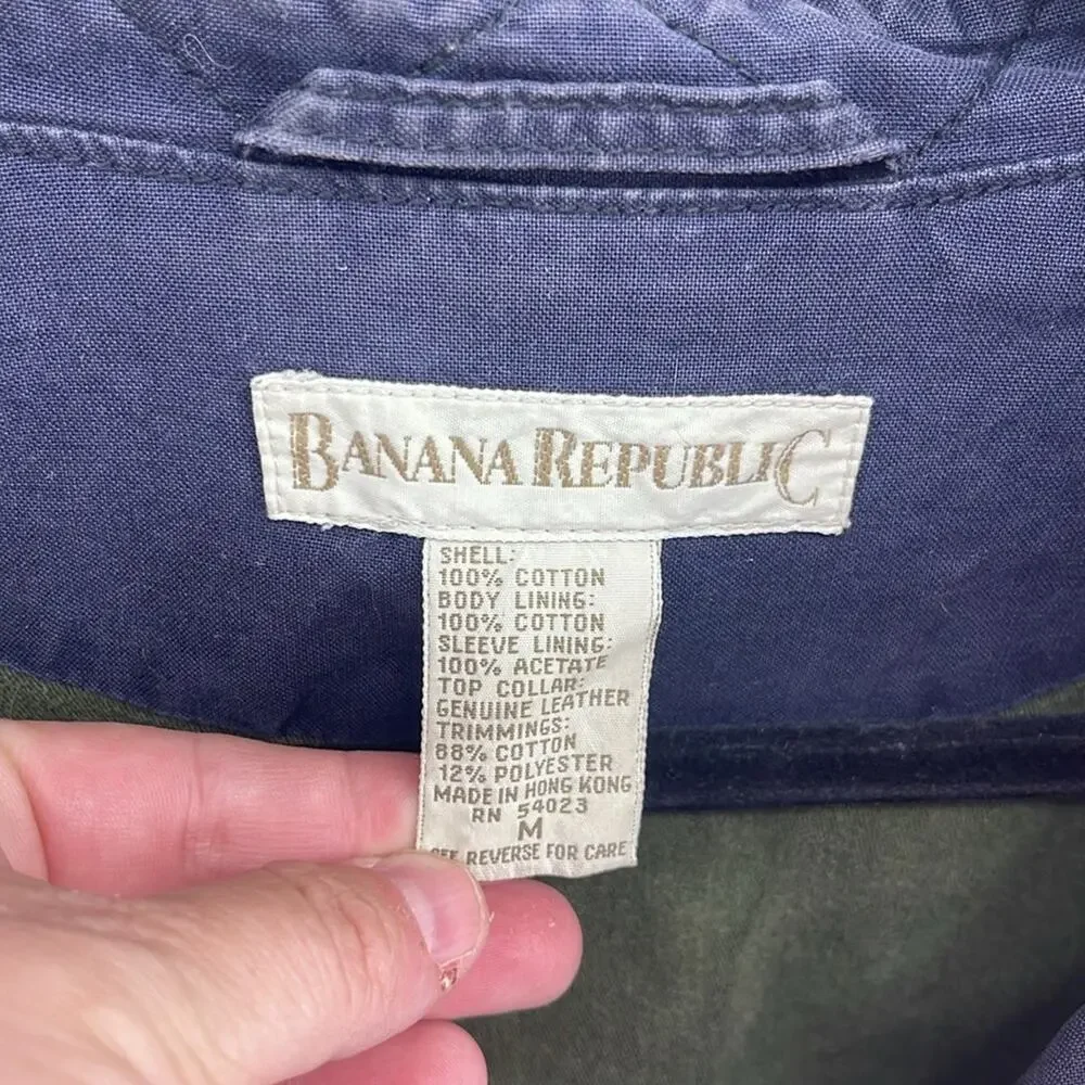Vintage Banana Republic cotton canvas leather collar distressed barn chore coat